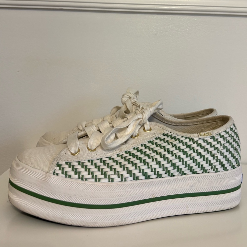 Kate Spade New York x Keds Triple Up Woven Platform Sneakers in Green/White, 7.5 - Picture 10 of 15